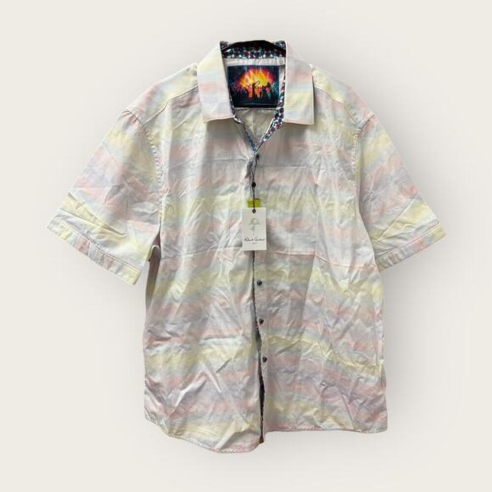 NWT Robert Graham 3XL Classic Fit Short Sleeve Button Down Geometric Shirt
